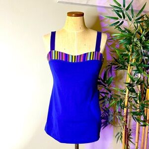 EUC Lululemon Heart Tank Top Adjustable Strap Wish Blue Scuba Poncho Striped 10